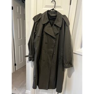 London Fog Double Breasted Trench Coat Khaki Water Repellent Women's 44R